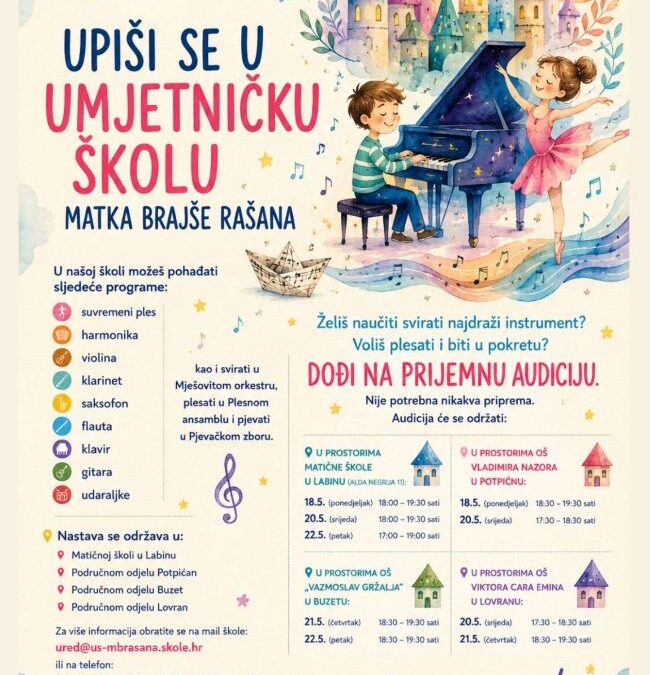 UPISI U UMJETNIČKU ŠKOLU